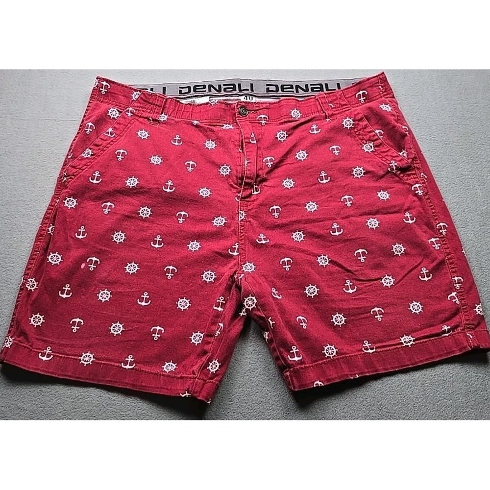 Denali Shorts Sz 40 Anchor Ship Boat Pockets Button Zips‎ Maroon